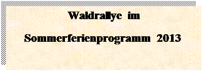 Textfeld:                       Waldrallye  im     
    Sommerferienprogramm  2013
 
